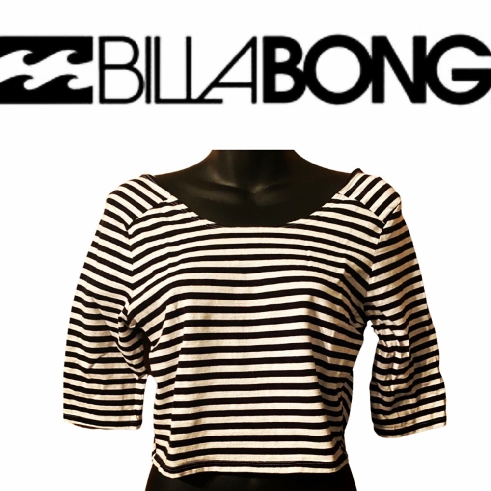 LARGE - BILLABONG CROP TOP BLACK AND WHITE